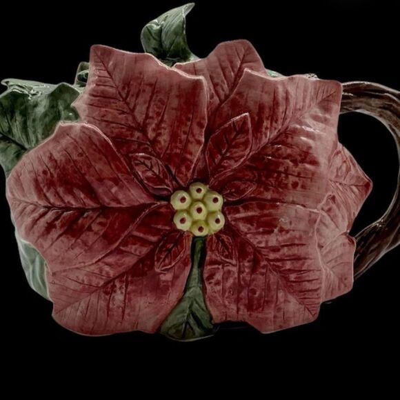COPY - Omnibus Poinsettia Teapot from Fitz and Floyd tea pot discontinued rare … - Picture 2 of 10